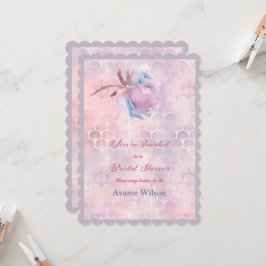 Invitación Ducha de novia floral rosa y azul