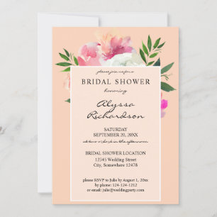 Invitación Ducha de novia floral rosa y blanca - 2C rosa
