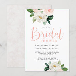 Invitación Ducha de novia floral rosa y blanca de Rubor