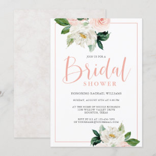 Invitación Ducha de novia floral rosa y blanca de Rubor