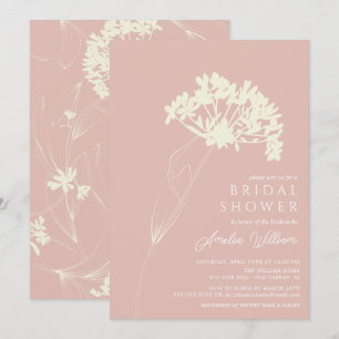 Invitación Ducha de novia floral rosa y crema moderna