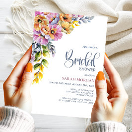 Invitación Ducha de novia floral rosa y Naranja