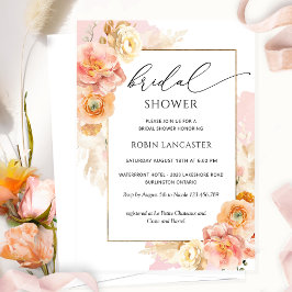 Invitación Ducha de novia floral rosa y rosa de Rubor/Brunch