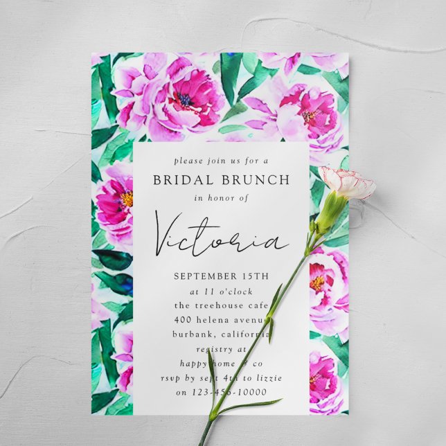 Invitación Ducha de novia floral rosada Peony (Subido por el creador)