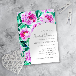 Invitación Ducha de novia floral rosada Peony