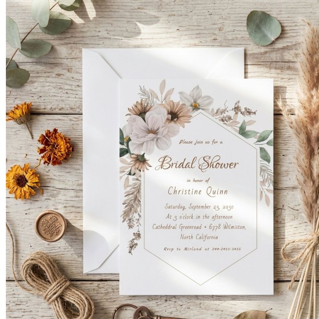 Invitación Ducha de novia floral rústica boho (Subido por el creador)