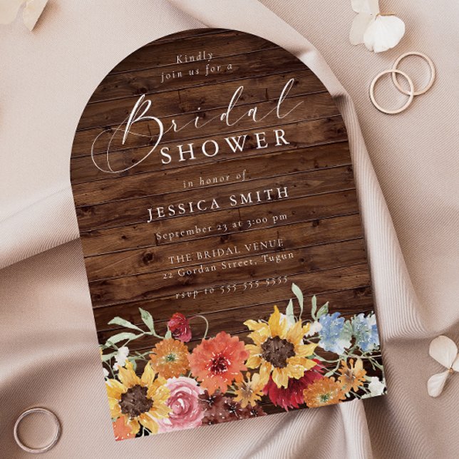 Invitación Ducha de Novia Floral Rústica de Madera Moderna de (Subido por el creador)
