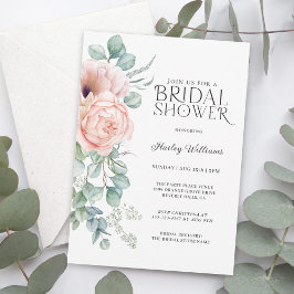 Invitación Ducha de novia floral suave pastel rosa Boho flora