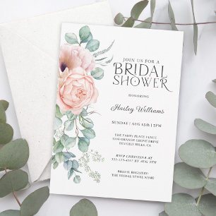 Invitación Ducha de novia floral suave pastel rosa Boho flora