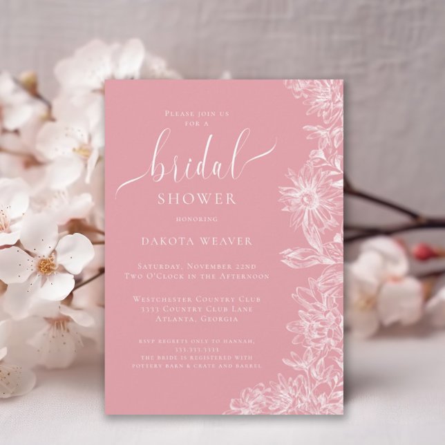 Invitación Ducha de novia floral suave rosa (Subido por el creador)
