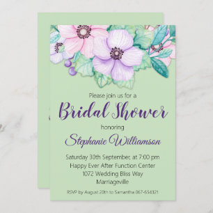 Invitación Ducha de novia floral verde de menta