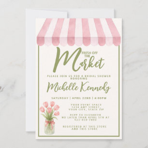 Invitación Ducha de Novia Floral Verde Fresca en el Mercado