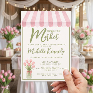 Invitación Ducha de Novia Floral Verde Fresca en el Mercado
