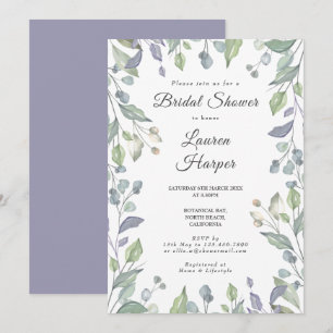 Invitación Ducha de Novia Floral Verde Lila