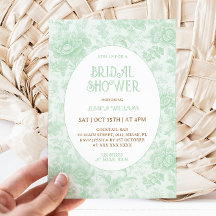 Ducha de novia floral verde Toile victoriana