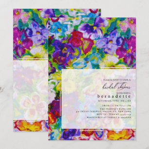 Invitación Ducha de novia floral vibrante, pintada a mano