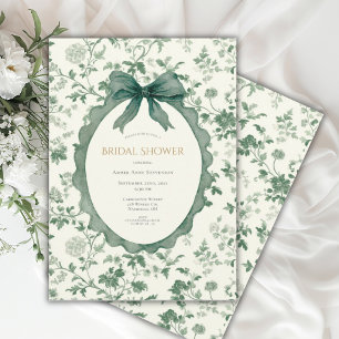 Invitación Ducha de Novia Floral Vintage Verde