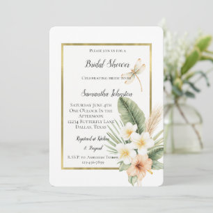 Invitación Ducha de Novia Flores de Hibisco de Durazno Tropic