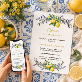 Invitación Ducha de novia flores de lavanda limones