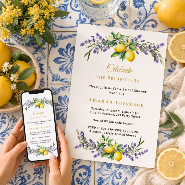 Invitación Ducha de novia flores de lavanda limones (Subido por el creador)