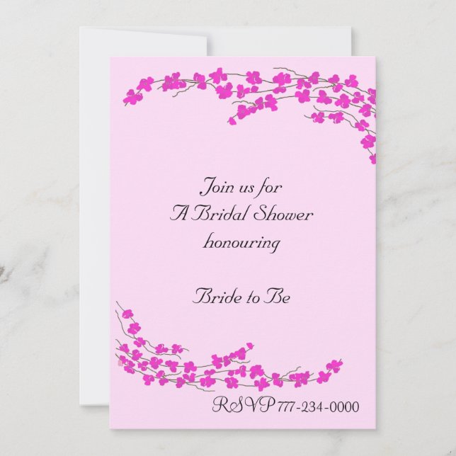Invitación Ducha de Novia Flores Magenta (Anverso)
