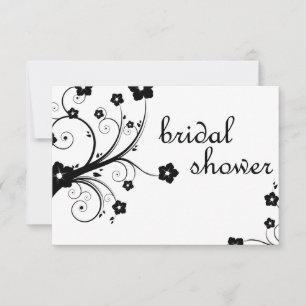 Invitación ducha de novia : flores negras y blancas