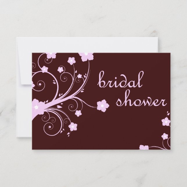 Invitación ducha de novia : flores rosas (Anverso)