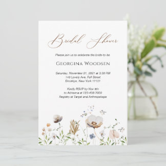 Invitación Ducha de novia Flores salvajes magníficas guión el