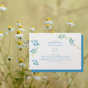 Invitación Ducha de Novia Flores Silvestres Amarillas Turques