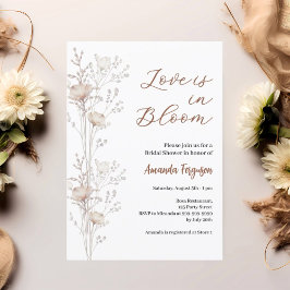 Invitación Ducha de novia flores silvestres amor en el beige 
