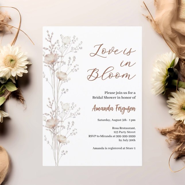 Invitación Ducha de novia flores silvestres amor en el beige  (Subido por el creador)