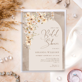 Invitación Ducha de Novia Flores Silvestres Crema Boho Modern