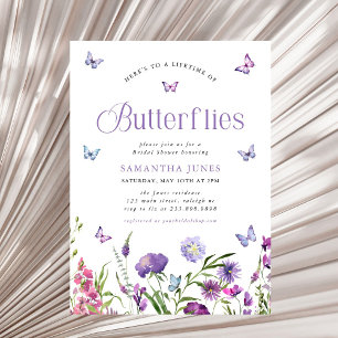 Invitación Ducha de Novia Flores Silvestres Mariposas de por 