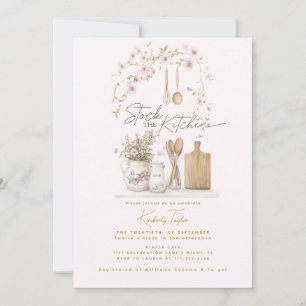 Invitación Ducha de Novia Flores Silvestres Rosadas Abastece