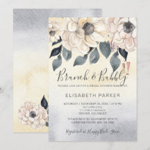 Ducha de novia florida de color brunch y burbuja