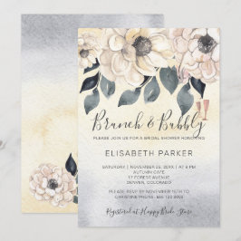 Invitación Ducha de novia florida de color brunch y burbuja