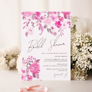 Invitación Ducha de novia florida de color rosa pastel