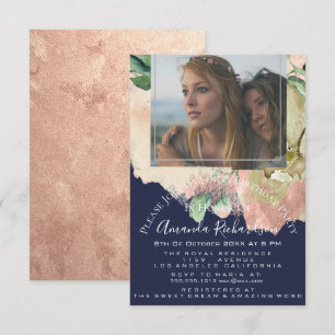 Invitación Ducha de novia Foto Floral Nacimiento de la Marina
