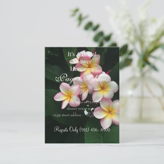 Invitación Ducha de novia Frangipani (Anverso de pie)