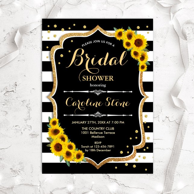 Invitación Ducha de novia - franjas de girasol (Subido por el creador)