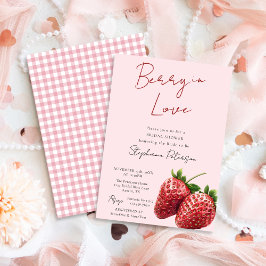 Invitación Ducha de Novia Fresa Rosa Enamorada