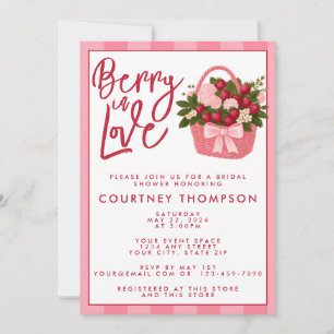 Invitación Ducha de Novia Fresa Rosa y Roja "Berry In Love"