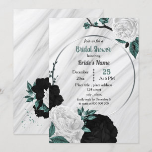Invitación Ducha de novia geométrica azul verde azulado blanc