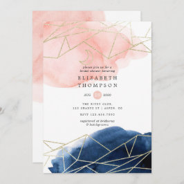 Invitación Ducha de novia geométrica de acuarela de la Marina