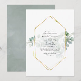 Invitación Ducha de Novia Geométrica de Eucalipto Sage Platea
