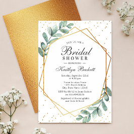 Invitación Ducha de novia geométrica Eucalyptus Gold