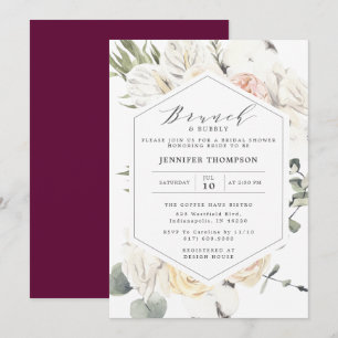 Invitación Ducha de novia geométrica floral de Eucalipto de B