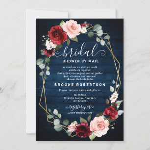 Invitación Ducha de novia geométrica floral Rubor de la Marin