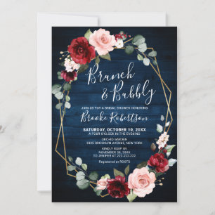Invitación Ducha de novia geométrica floral Rubor de la Marin