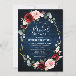 Invitación Ducha de novia geométrica floral Rubor de la Marin